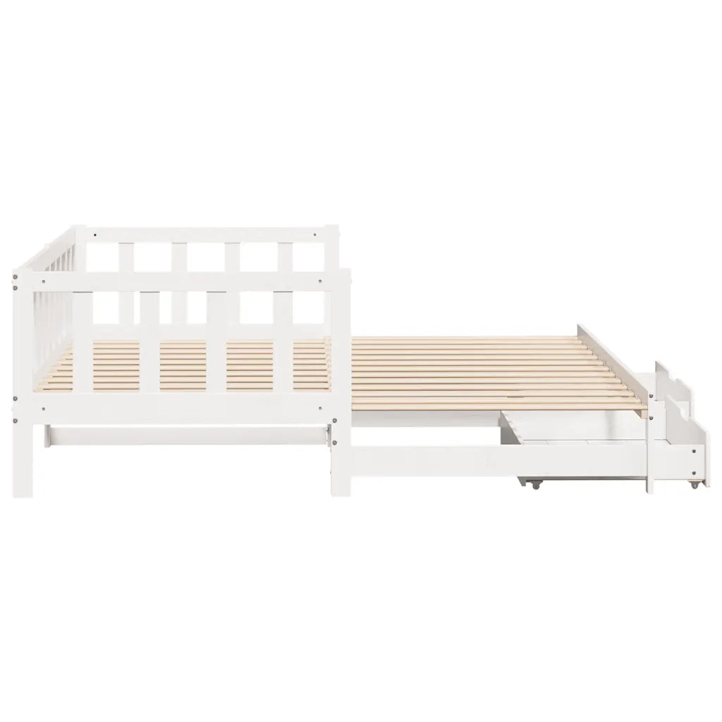 Letto Estraibile con Cassetti senza Materasso Bianco 90x190 cm
