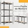 Scaffali per Carichi, Scaffalature a 4 Ripiani, in Metallo e MDF Scaffale, per Garage, Magazzino, Ripostiglio, Portante 520 kg, 40 x 80 x160 cm (Nero)