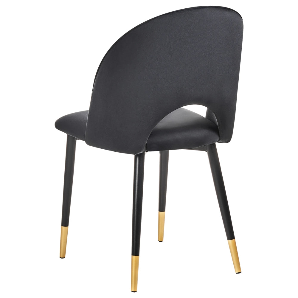 Set di 2 sedie da pranzo rivestimento in velluto Nero gambe nere glamour retrò