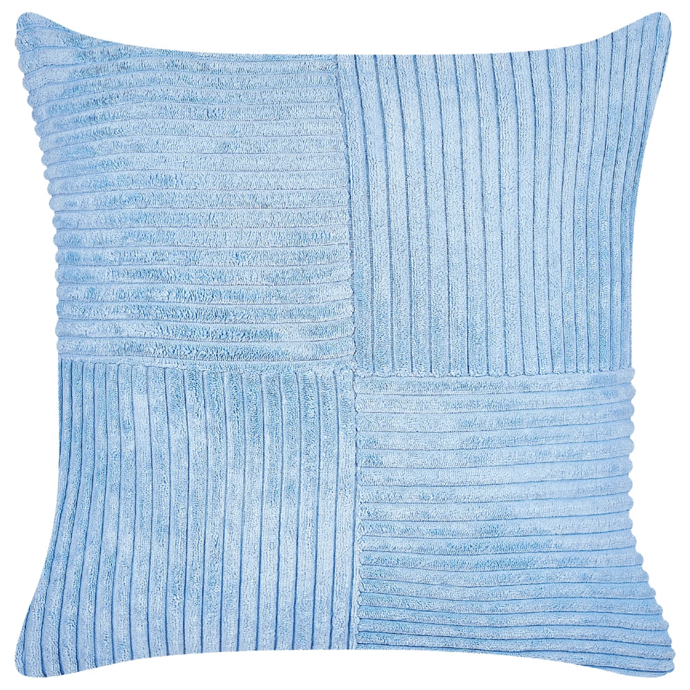 Set di 2 cuscini decorativi in velluto a coste blu 43 x 43 cm con motivo a righe Design moderno Cuscini decorativi