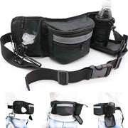 Heuptas per animali da allenamento, sacchetto per cani da allenamento e passeggiate, con dispenser di sacchetti e contenitore per bottiglie, sacchetto per cani regolabile per allenamento e passeggiate, grandi dimensioni - nero