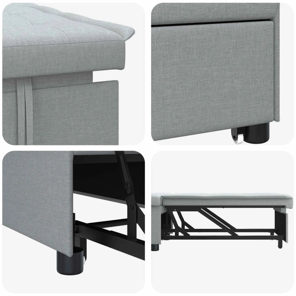 Divano Letto Estraibile Grigio chiaro 194 x 50 x 82 cm Tessuto 42008582