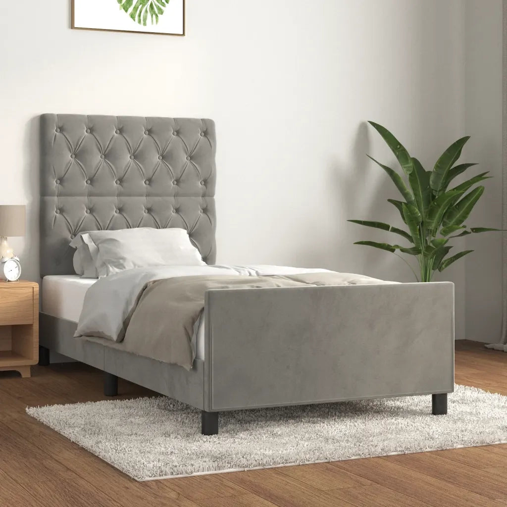 Giroletto senza Materasso-Struttura Letto Grigio Chiaro 80x200 cm Velluto 931138