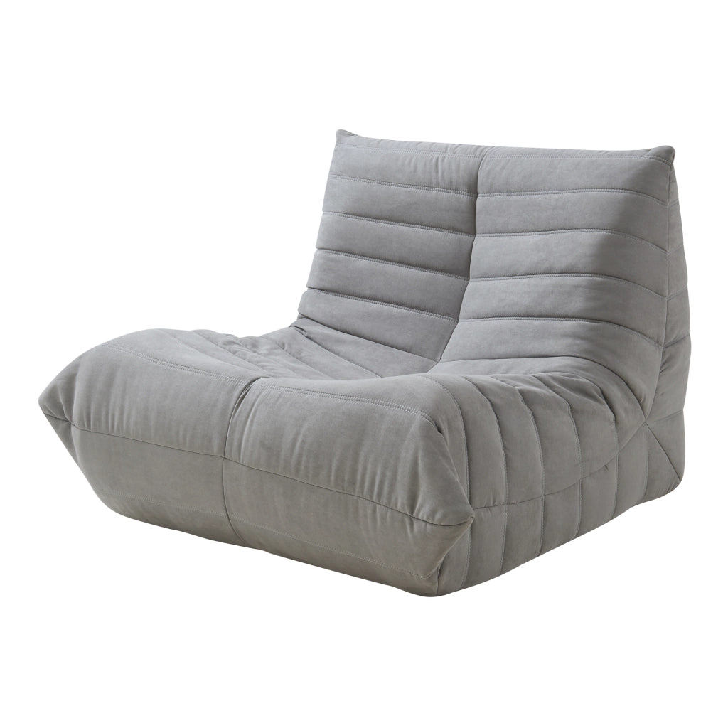 Poltrona Bassa Imbottita Kodsø con Rivestimento in Microfibra 75x90x100 cm - Grigio [en.casa]