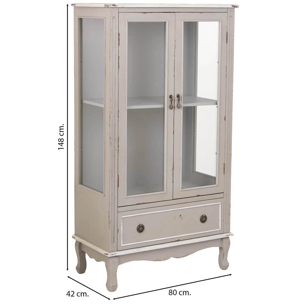 Vetrina in legno con 1 cassetto e 2 ante 80x42x148h cm