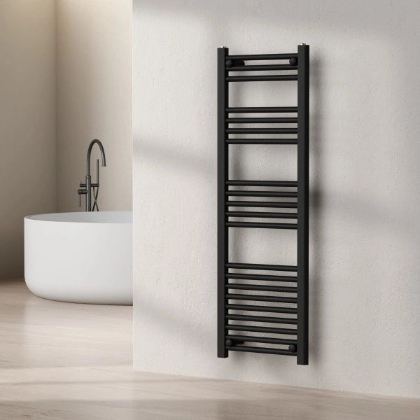 RADIATORE TERMOARREDO SCALDASALVIETTE NERO OPACO CON TUBOLARI Ø25MM MODELLO ELVIA - MM 1230X450 WATT 532 INT.400  - MAM