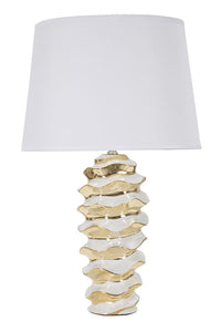 Lampada da Tavolo Glam Space 33x53x33 cm in Ceramica Bianco/Oro