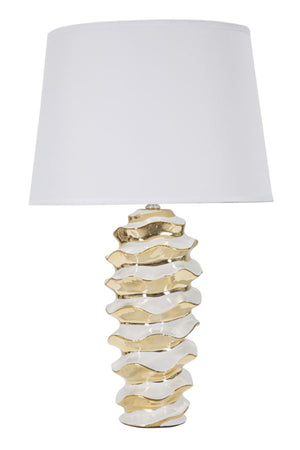 Lampada da Tavolo Glam Space 33x53x33 cm in Ceramica Bianco/Oro
