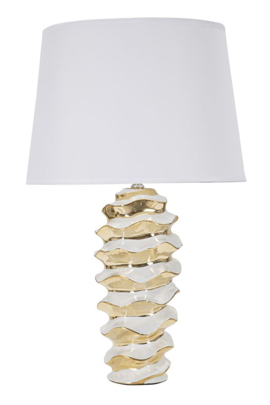 Lampada da Tavolo Glam Space 33x53x33 cm in Ceramica Bianco/Oro
