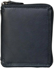 Portafoglio RFID in pelle - Unisex - Nero - Cerniera metallica