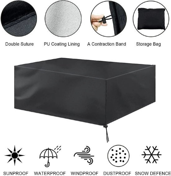 Copertura per mobili da giardino, con cavo di trazione, impermeabile, respirante, robusta stoffa Oxford 210D, coprioggetto impermeabile per mobili da giardino, 270 x 180 x 89 cm