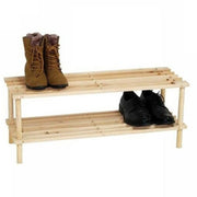 Trade Shop - Scarpiera Porta Scarpe 2 Ripiani Piani In Legno Scaffale Mobile Legno -