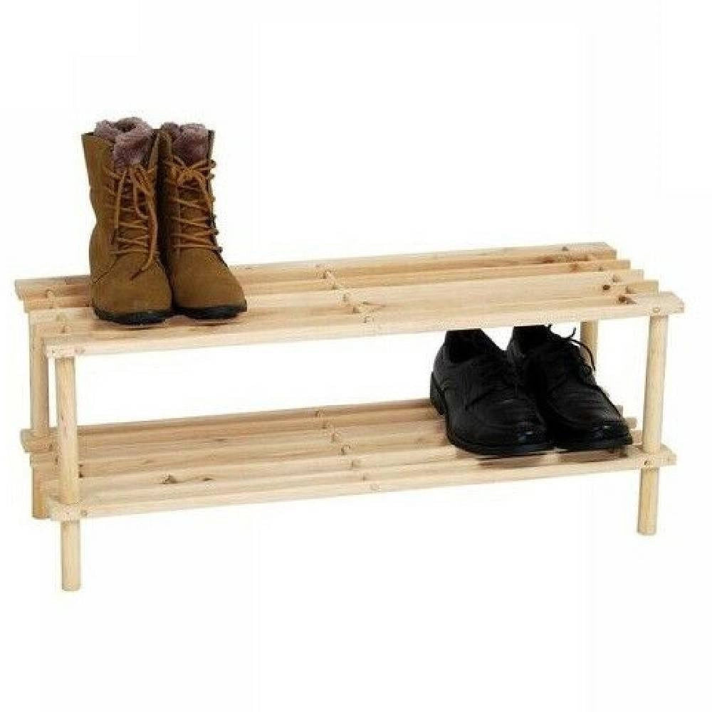 Trade Shop - Scarpiera Porta Scarpe 2 Ripiani Piani In Legno Scaffale Mobile Legno -
