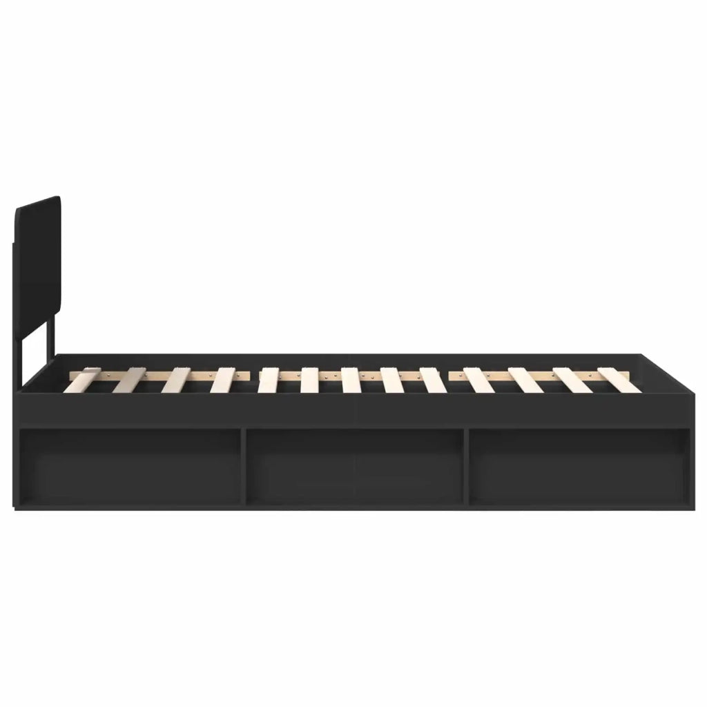 Struttura del letto con testiera Nero 90 x 200 cm Pino massello