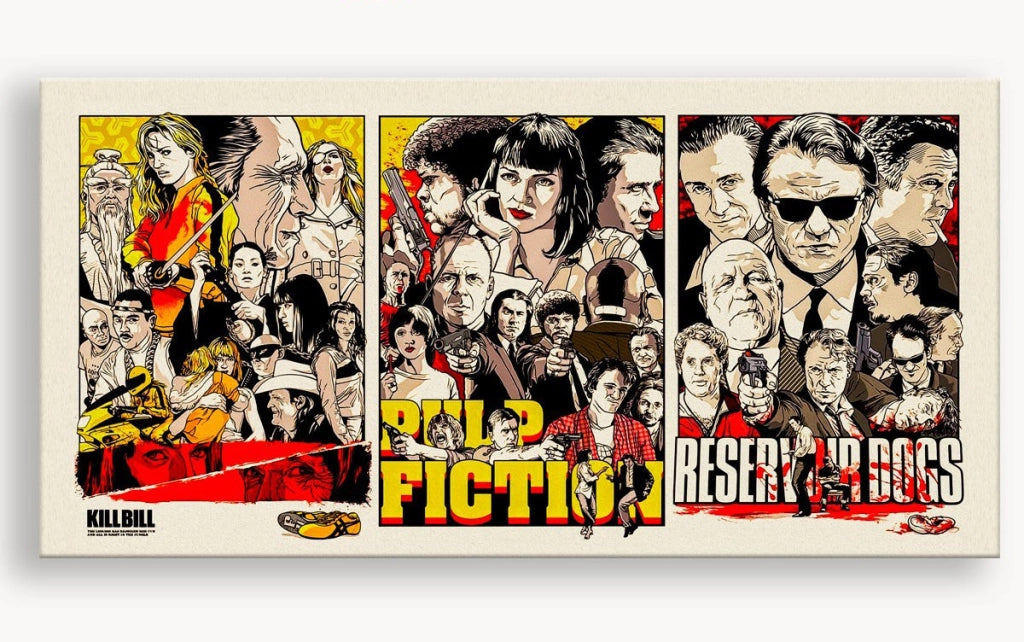 Tarantino locandine film - Quadro stampa su Canvas montato su telaio in legno Misura: 140x70 cm