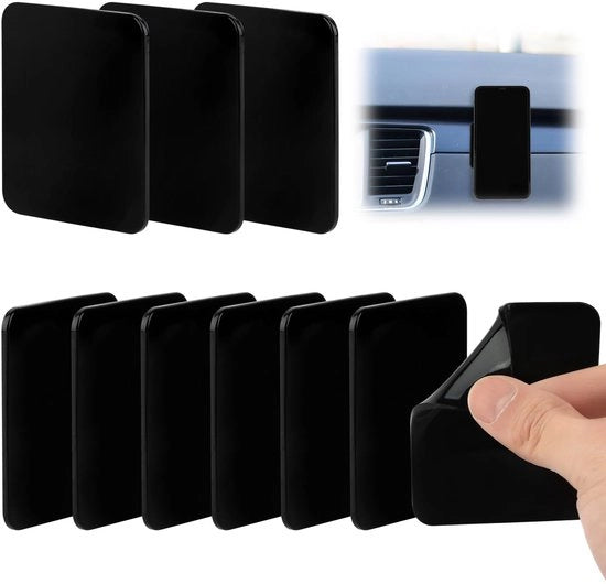 Materassini antiscivolo, 10 pezzi di materassini in gel nano, materassini antiscivolo lavabili per l'auto, adesivi antiscivolo a doppia faccia per il cruscotto, riutilizzabili (nero)