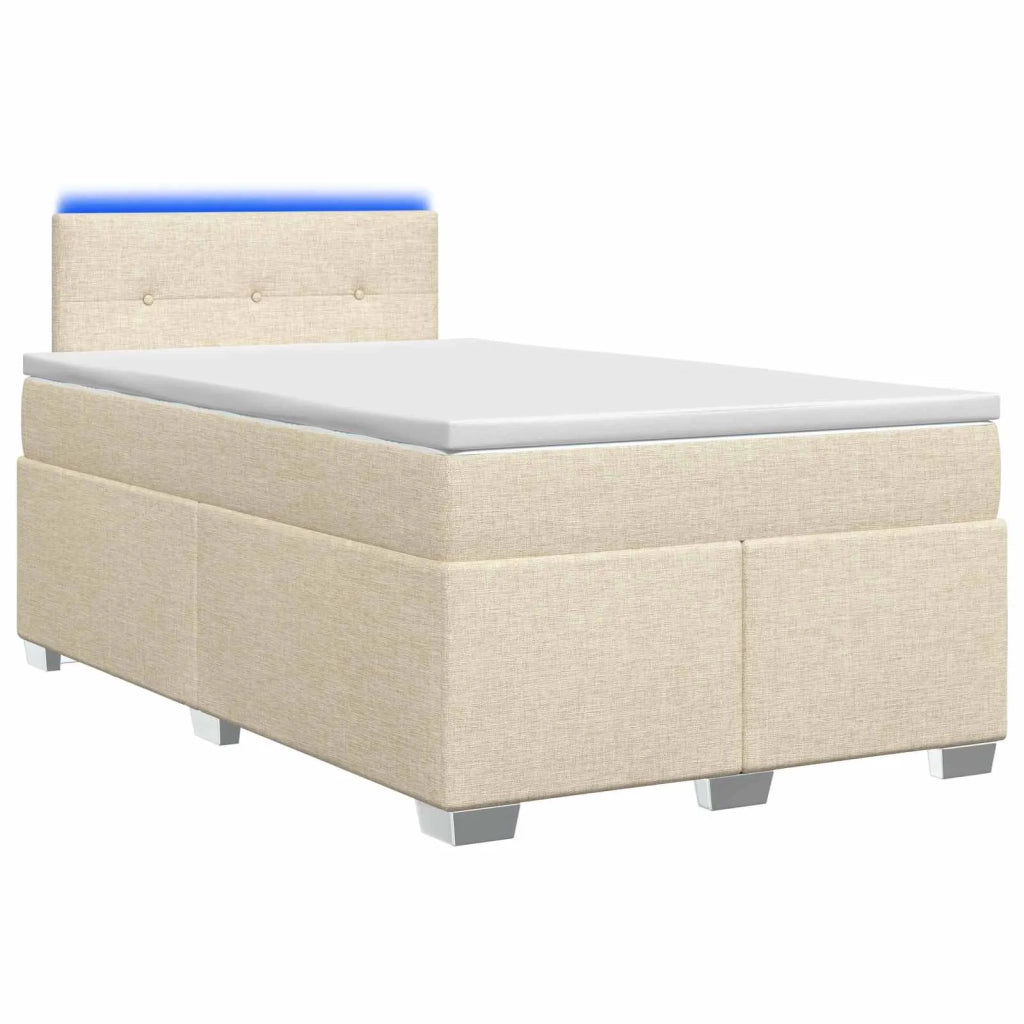 Letto con Box Spring, Materasso e LED Crema 120 x 200 cm 3451922