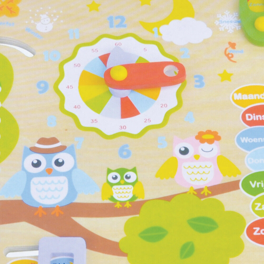 Calendario Orologio Giocattolo per Bambini Gufetti in Legno Giochi Educativi