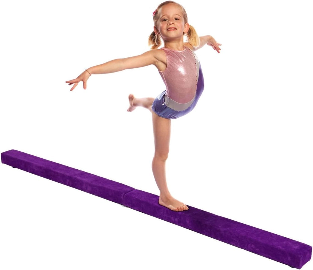 Trave da Ginnastica Equilibrio 210cm Telaio in Legno di Pino, Pieghevole per Allenamento Ragazzini a Casa, Piedini Antiscivoli