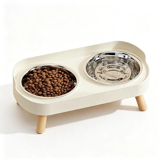 Set di ciotole per cani elevate - Doppie ciotole in acciaio inossidabile - Protezione per le zucche - Pedane antiscivolo - Sicuro e duraturo - Cibo salutare per cani - Set di ciotole per cani