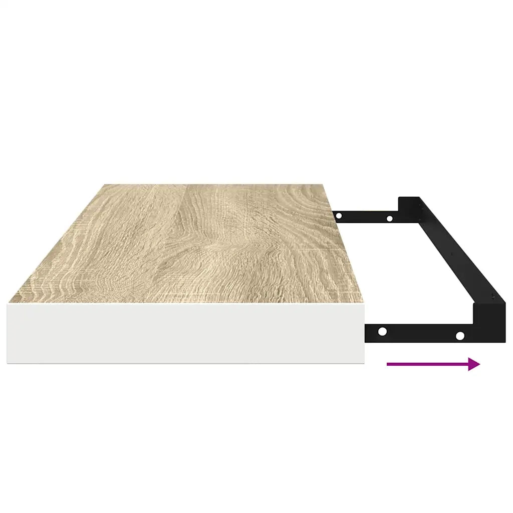 Scaffale a Parete Rovere e Bianco 60x23,5x3,8 cm in MDF 326576