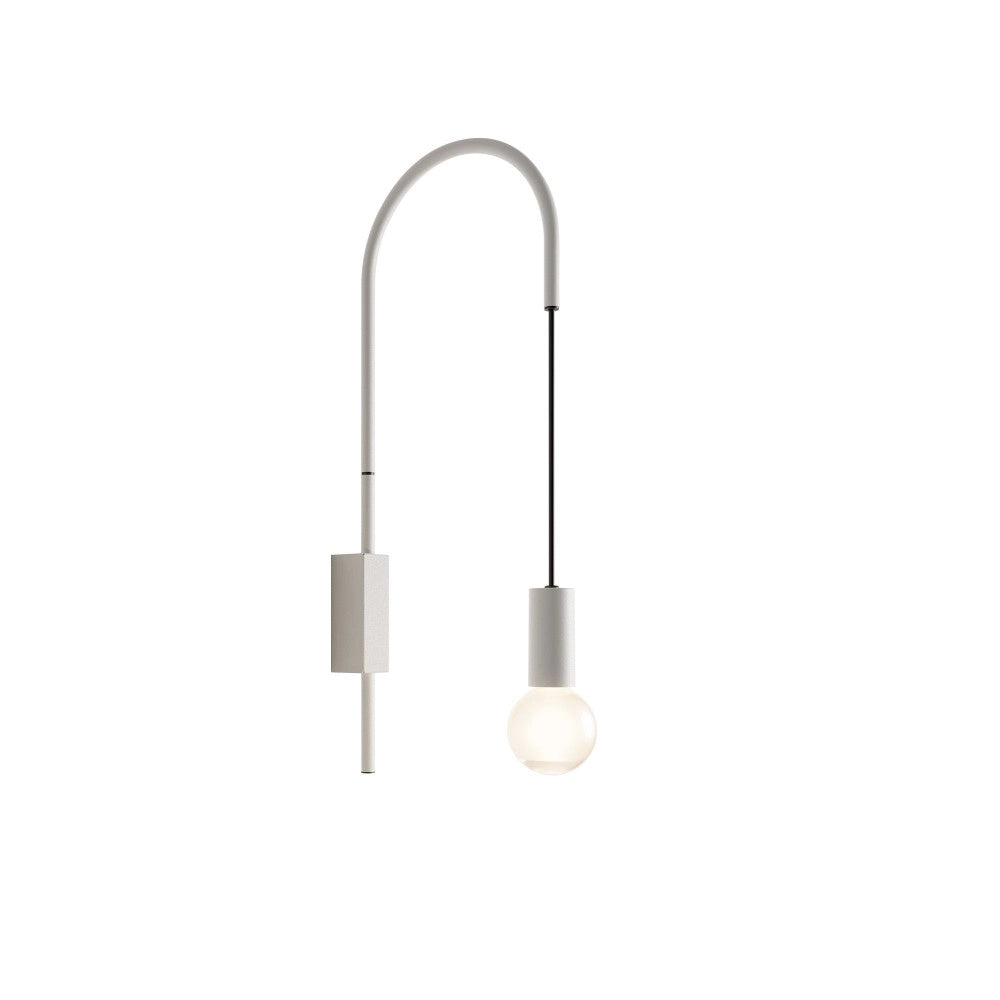Zafferano - Lampada da Parete Filo, Orientabile 200°, Metallo Verniciato Lampadina E27 max 60W inclusa, H61cm - Bianca