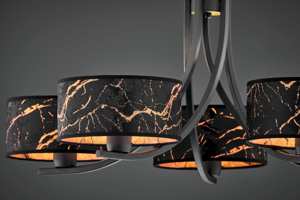 Lampadario ARTHUR Jupiter nero/rame 5xE27 catena paralumi decorativi