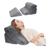 KD016 Set 4 Cuscini a Cuneo Regolabili in Memory Foam e Velluto Grigio Scuro per Letto Supporto Ergonomico