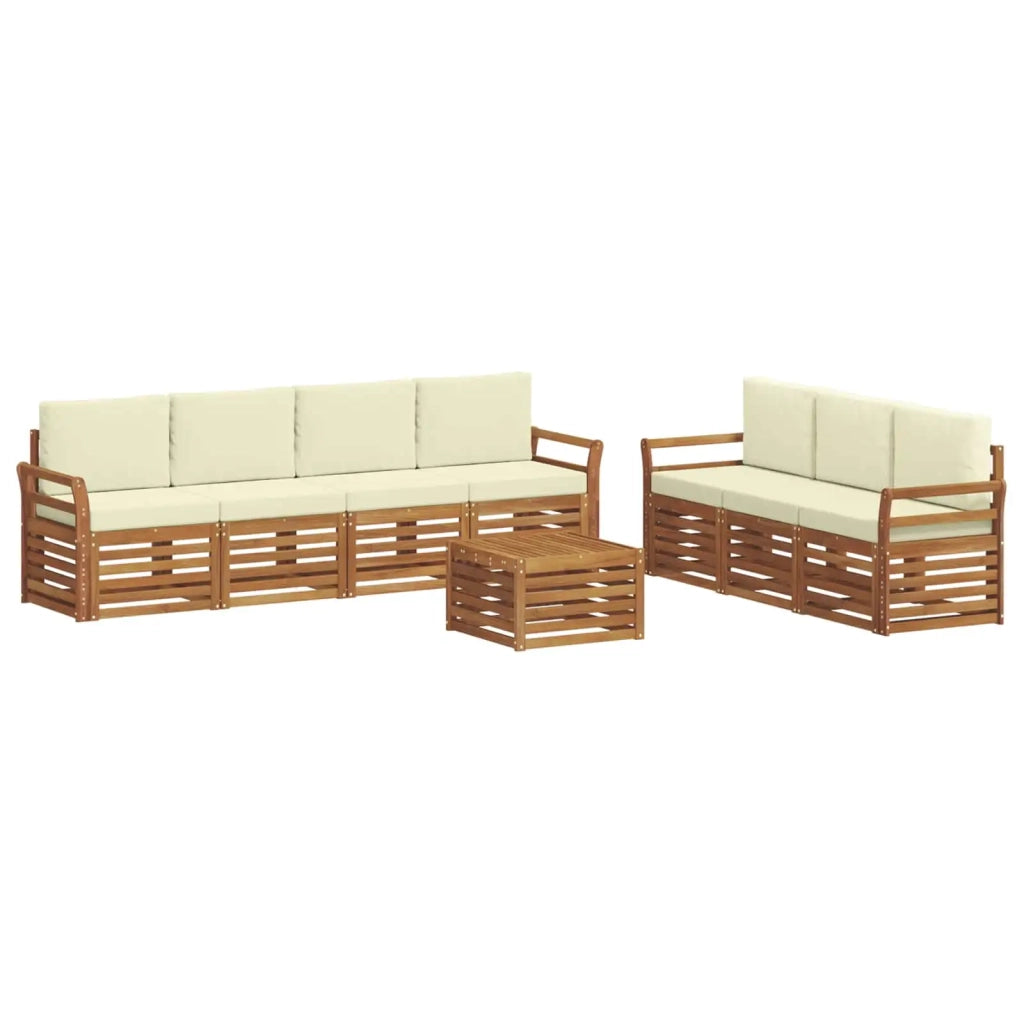 Set divani 8 pcs Naturale e Crema Legno di Acacia Massello 3374490