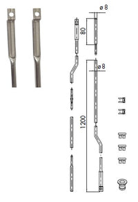 CISA 06441-00 ASTE INTERNE ZANC. KIT DIAM.8 L.120+80