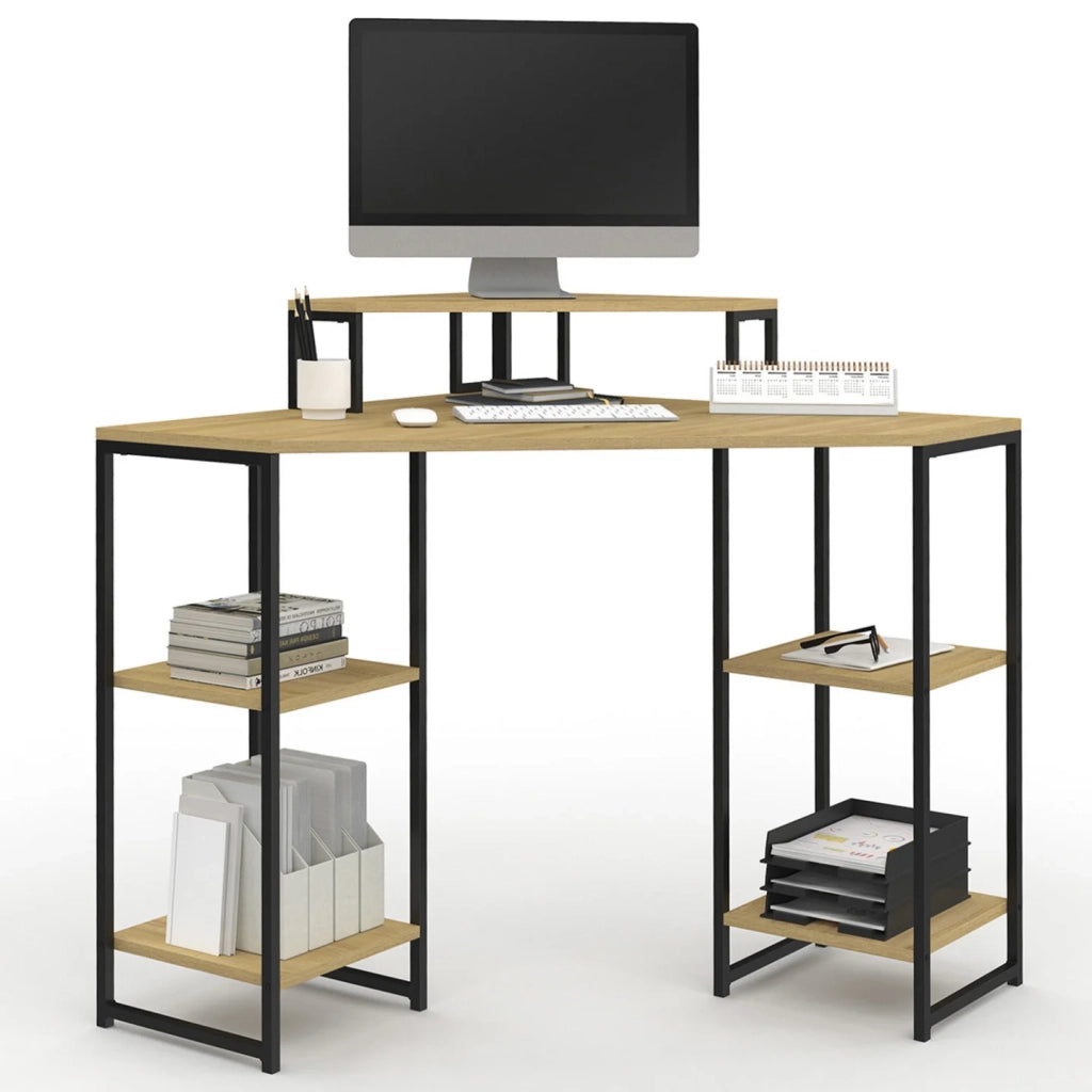 IDMarket - DETROIT Scrivania angolare salvaspazio per computer con spazio di archiviazione