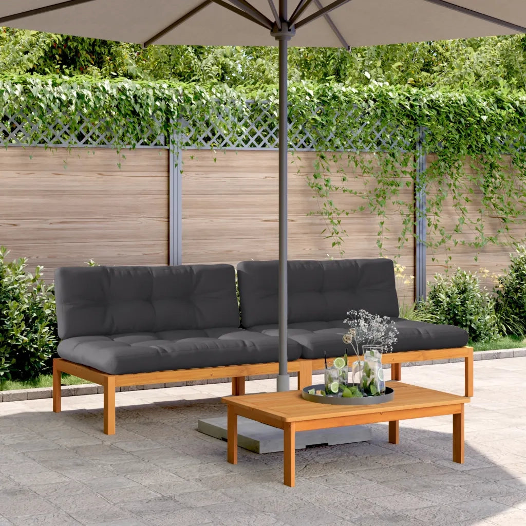 Divani Centrali Pallet Giardino con Cuscini 2pz Massello Acacia 3209481