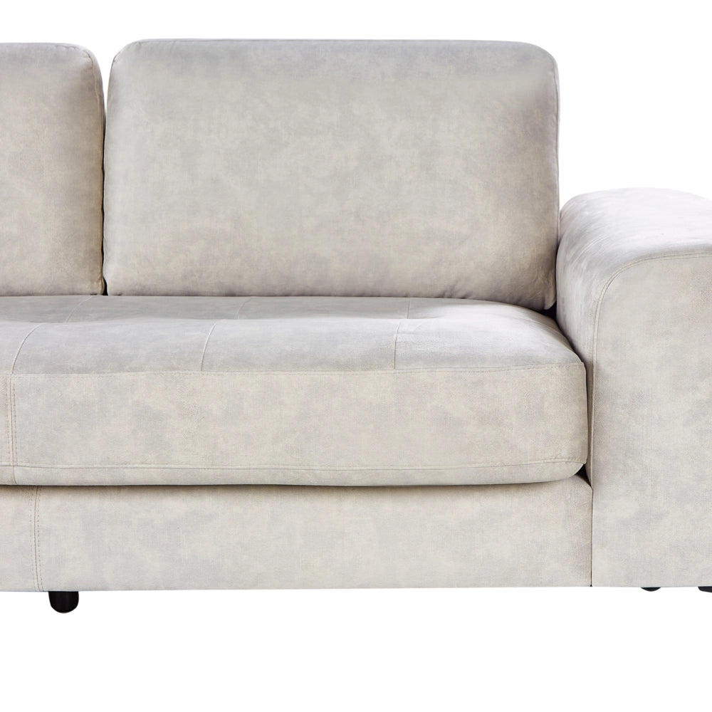 Divano angolare moderno a L con gambe in metallo e velluto Beige chiaro lato destro soggiorno minimalista