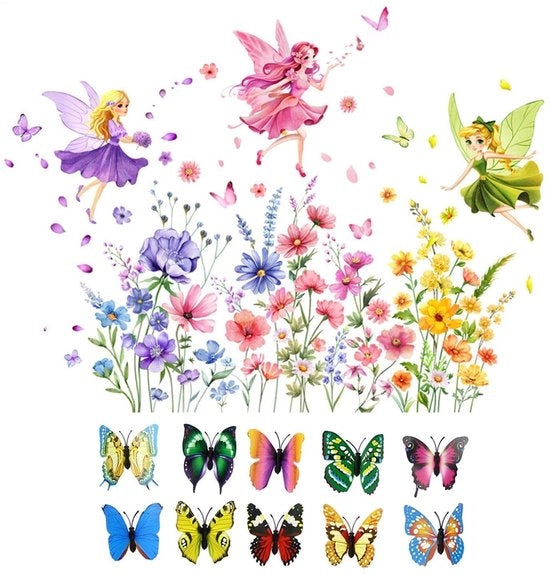 Decorazione per la Stanza da Letto - Sticker per Parete con Farfalle in 3D - Dimensione 100x75 cm - Realizzato in PVC Ecologico - Atmosfera Romantica