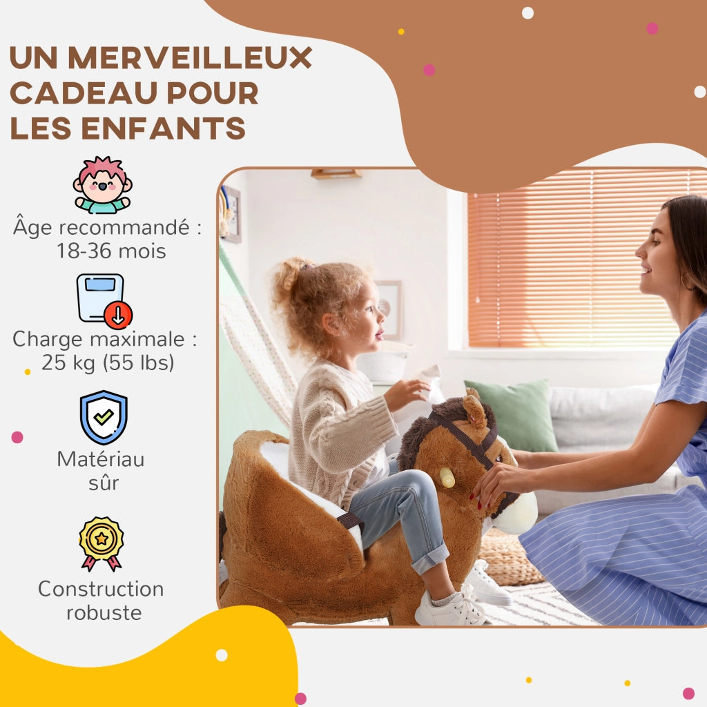 Cavallo a dondolo ¨C Xylo ¨C legno con effetto sonoro e cintura sicurezza per bambini 18-36 mesi