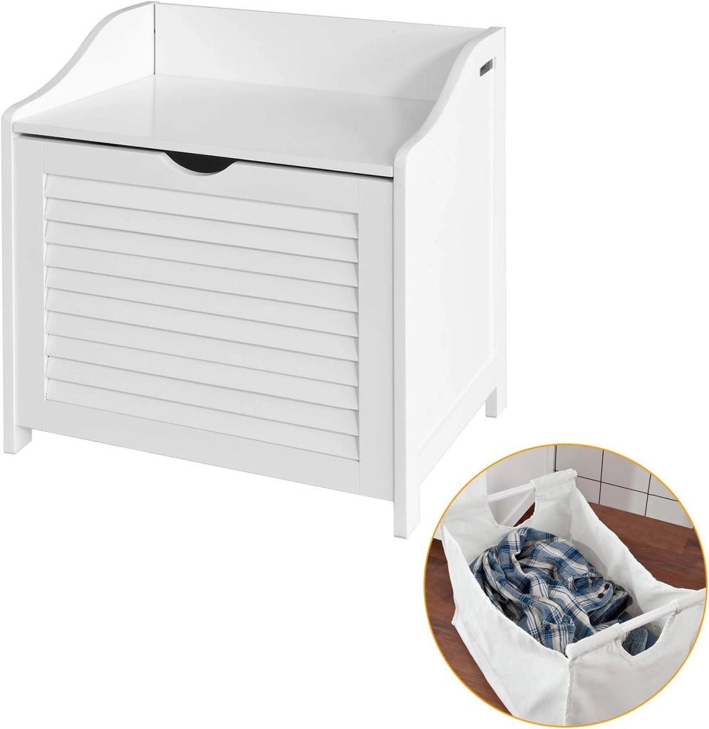 Cesto portabiancheria con Sacco per Biancheria, Panca Contenitore, bianco, FSR40-W,IT