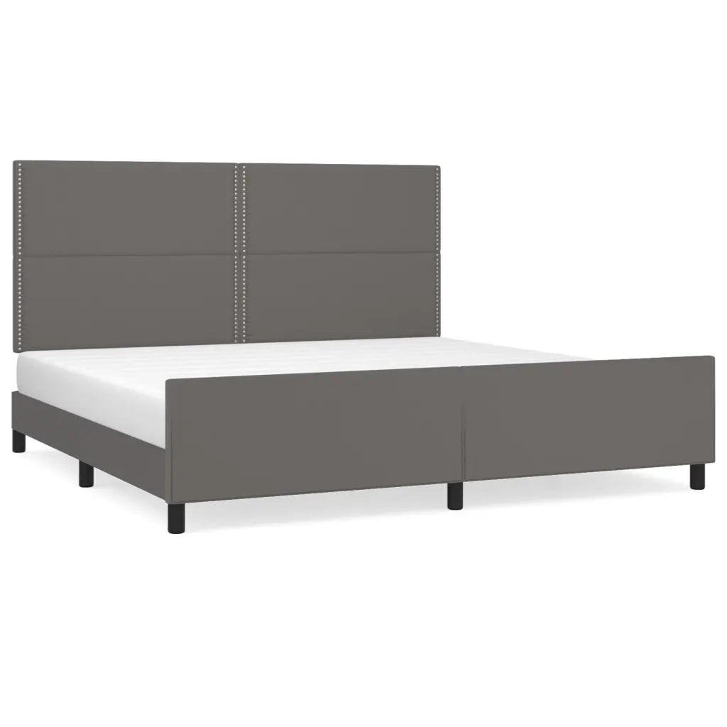 Letto matrimoniale | Letto per adulti | Giroletto con Testiera Grigio 200x200 cm in Similpelle