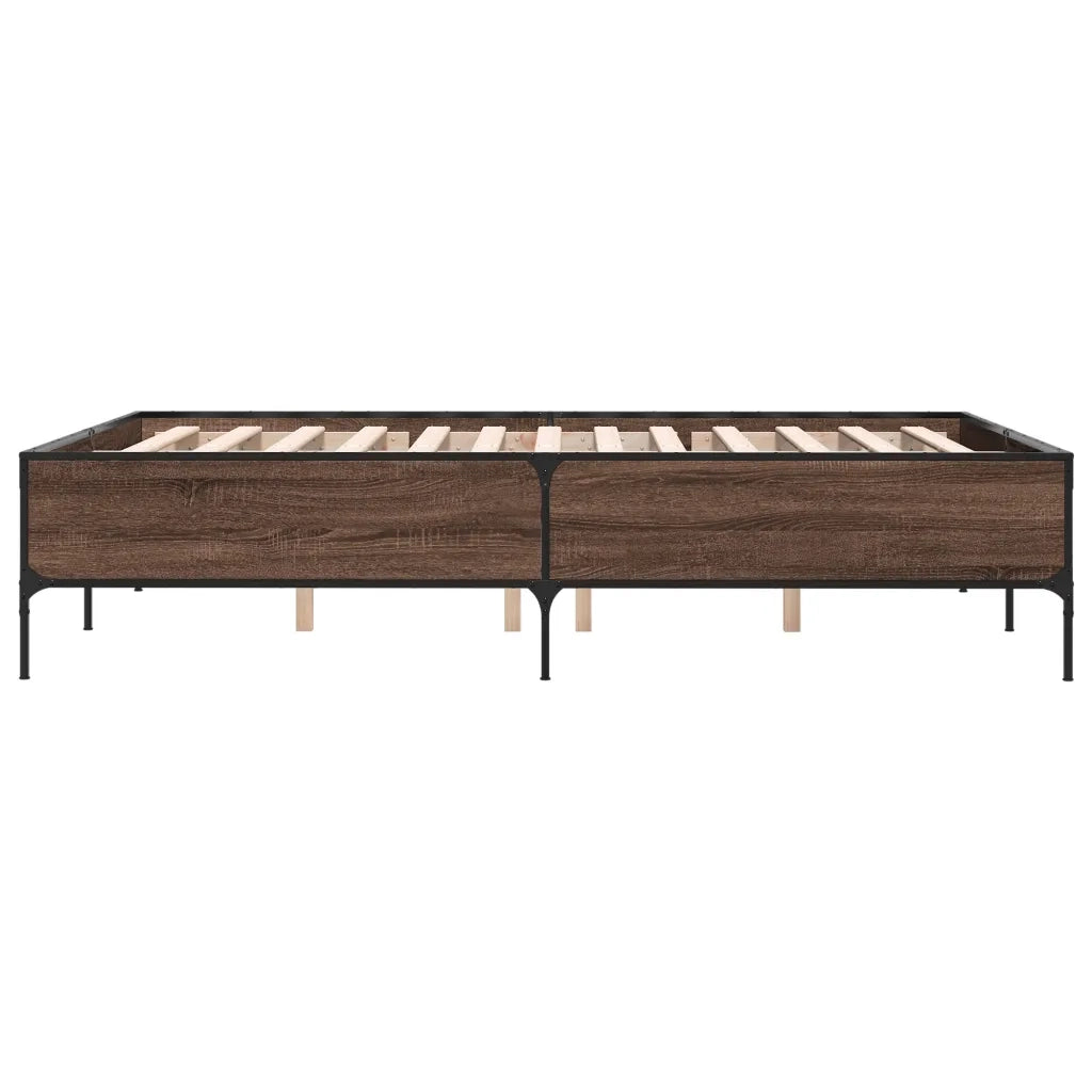 Giroletto-Struttura Letto Rovere Marrone 140x190cm in Legno Multistrato Metallo 953626