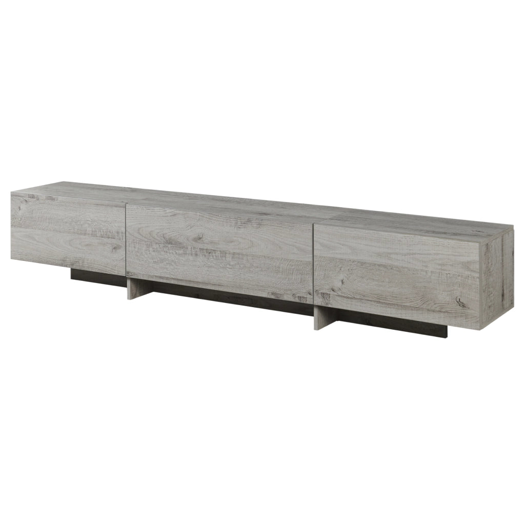 Mobile porta TV Kapipimso con Ante a Ribalta - Effetto Rovere, Grigio [en.casa]