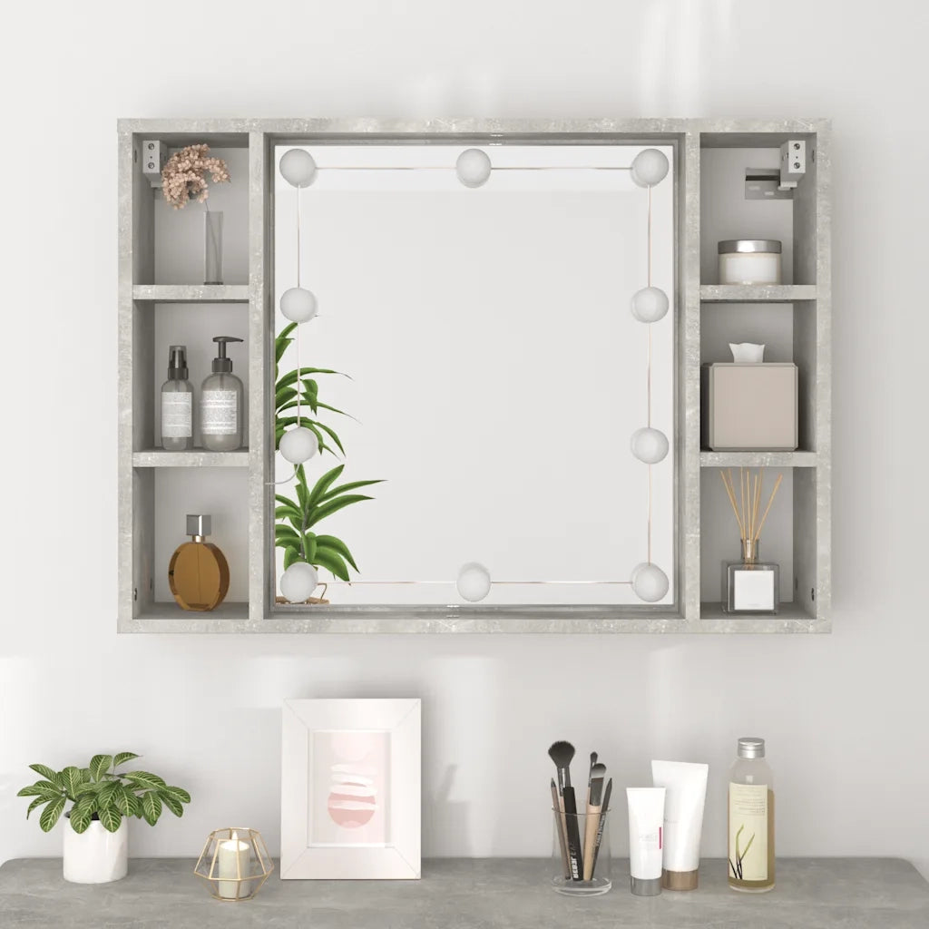 Mobile a Specchio con LED Grigio Cemento 76x15x55 cm CFW3969405