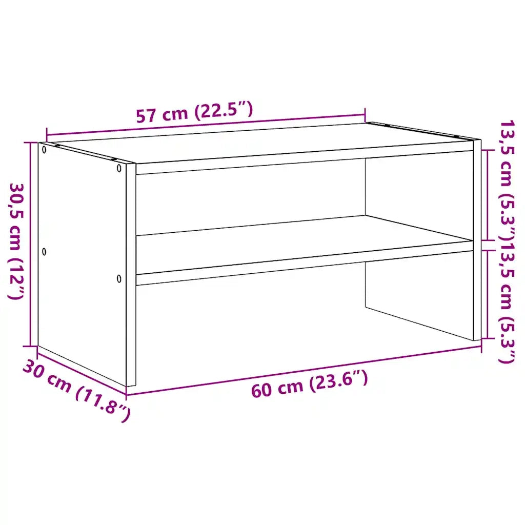 Scarpiera Impilabile Rovere Artigianale 60x30x30,5 cm 858873