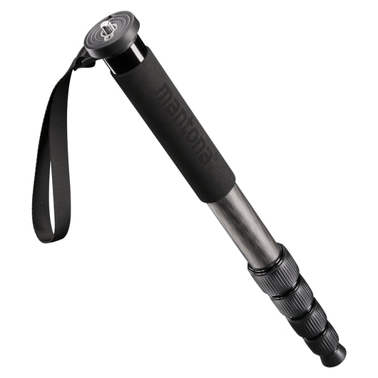 mantona Pro One monopiede in fibra di carbonio ultraleggera I altezza regolabile da 44 cm a 165 cm I pratico rivestimento in schiuma e cinghia da polso con accessori I colore: nero