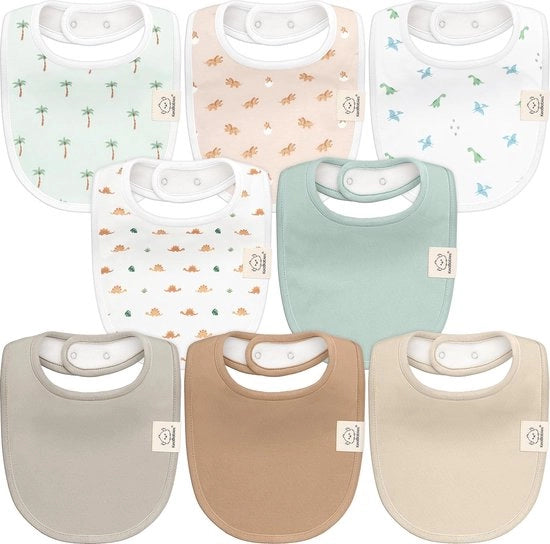 Slabbetji bio per bambini, confezione da 8 pezzi in cotone biologico per neonati, bambini e bambine - slabbetji grandi per lattanti, bambini in età prescolare, colore rosa.