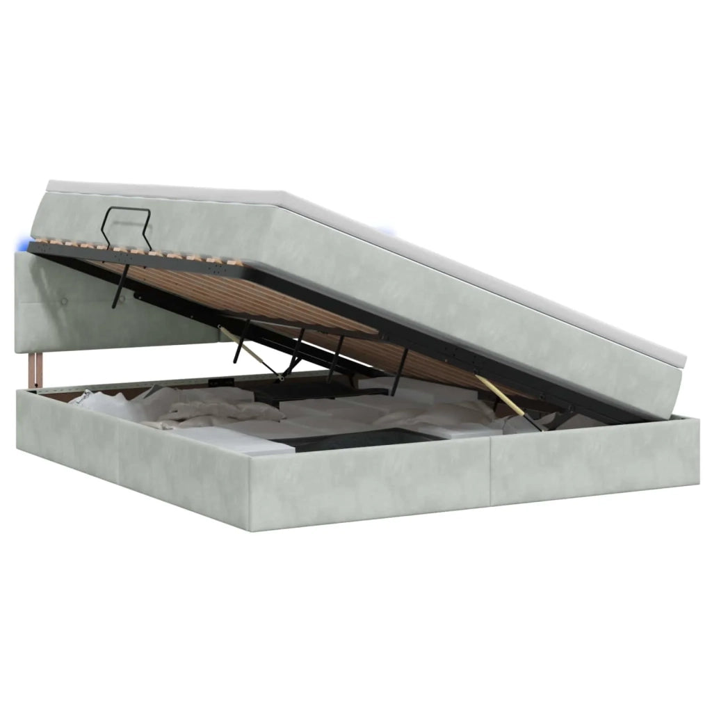 Letto con contenitore LED e materasso Grigio Chiaro 3459264