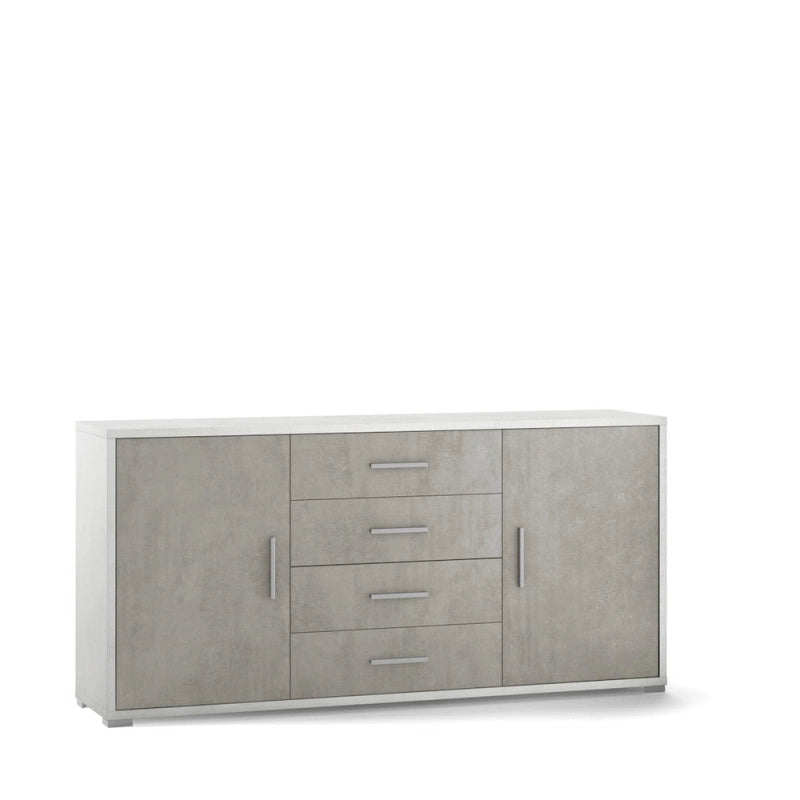 Mobile 2 Ante 4 Cassetti Kit Ossido Bianco cm 174x41x84h - Sarmog