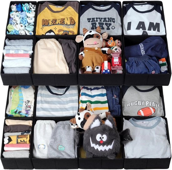 Set di 16 organizzatori per abbigliamento per armadi PAX da 100×58 cm, organizzatore per bambini, pieghevole, robusto, nero