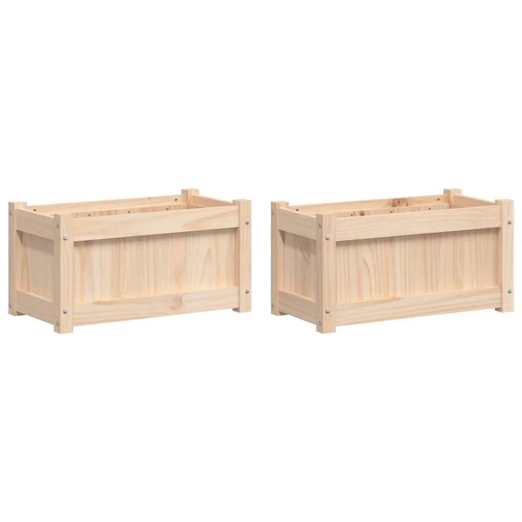 Fioriera aiuola rialzata fioriera aiuola giardino terrazza set da 2 legno di pino massiccio marrone 02_0039051