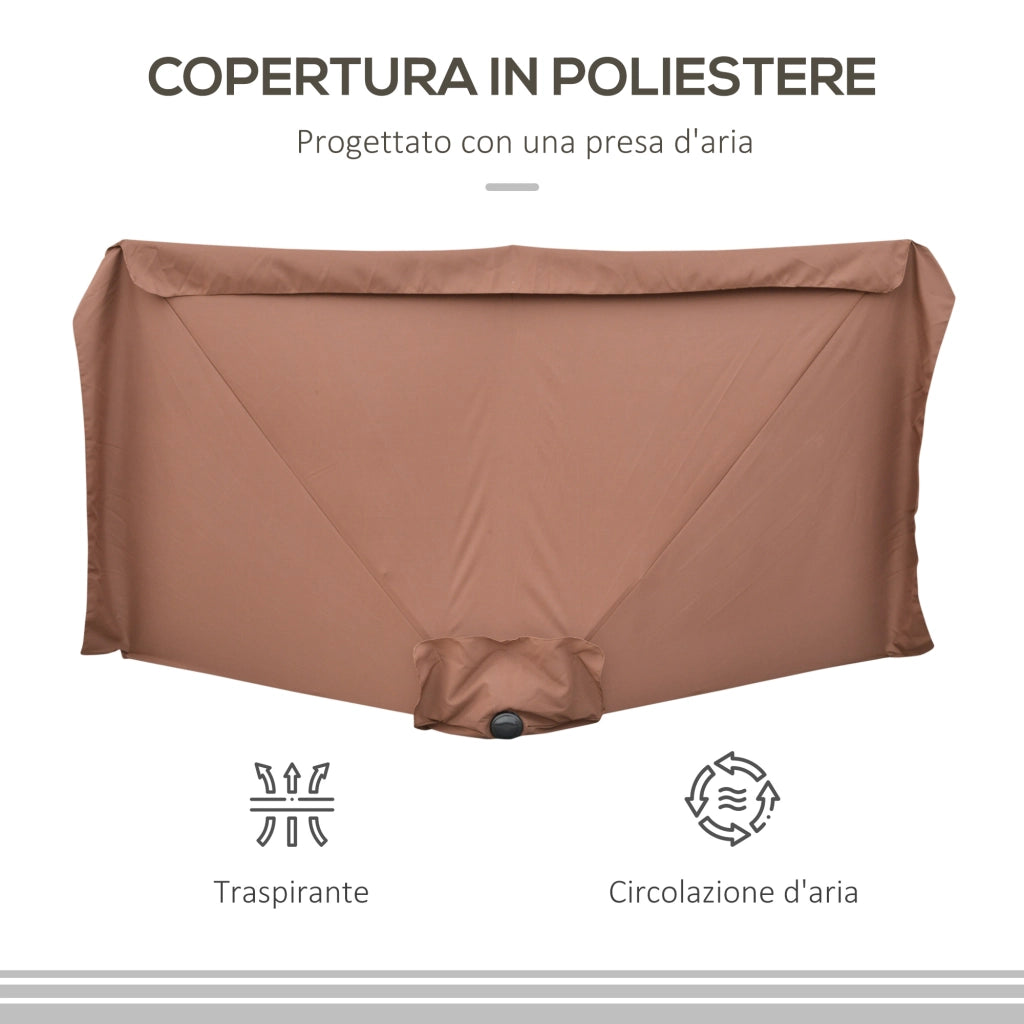 EasyComfort Ombrellone Semicircolare 2.3x1.3 m da Terrazza e Giardino per Parete con Manovella, Caffè