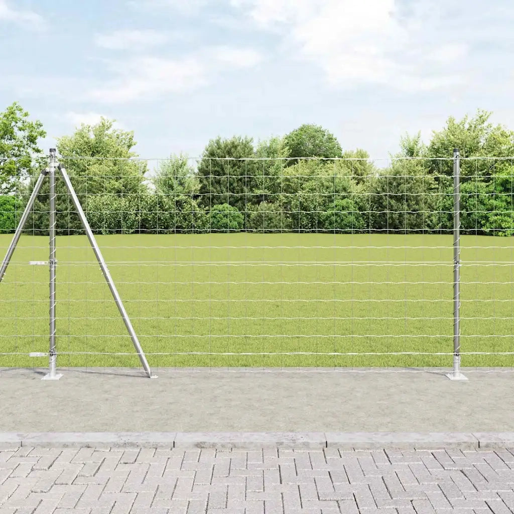 Recinzione da Giardino | Recinzione con Posto Argento 1,2 x 25 m Acciaio