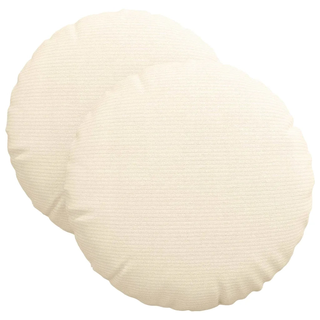 Cuscini per Seduta 2 pcs Crema Ø 40 cm Tessuto in Cords